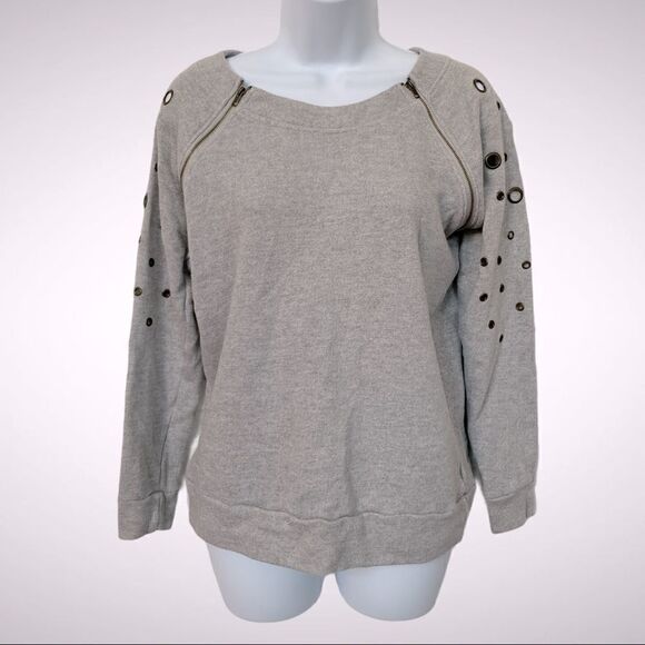 Venus Grommets Cutout Gray Sweatshirt Size Medium - Picture 1 of 8